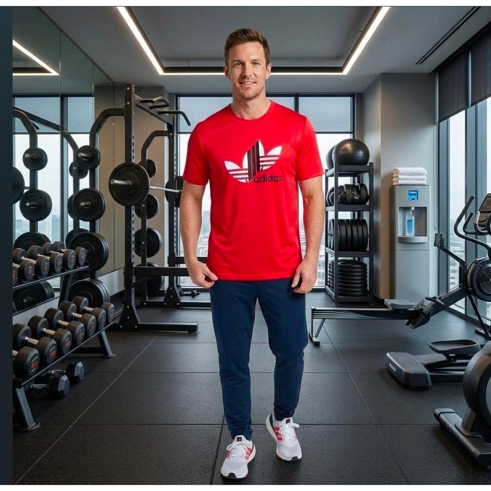 Adidas Originals Trefoil Graphic Tee Shirt Mens 2XL Red Short Sleeve Performance